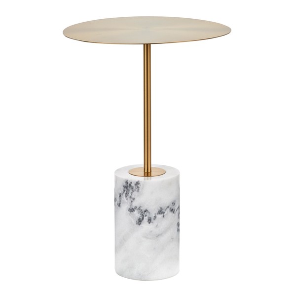Lumisource Symbol Side Table in Gold Metal and White Marble TB-SYMBOL AUWM